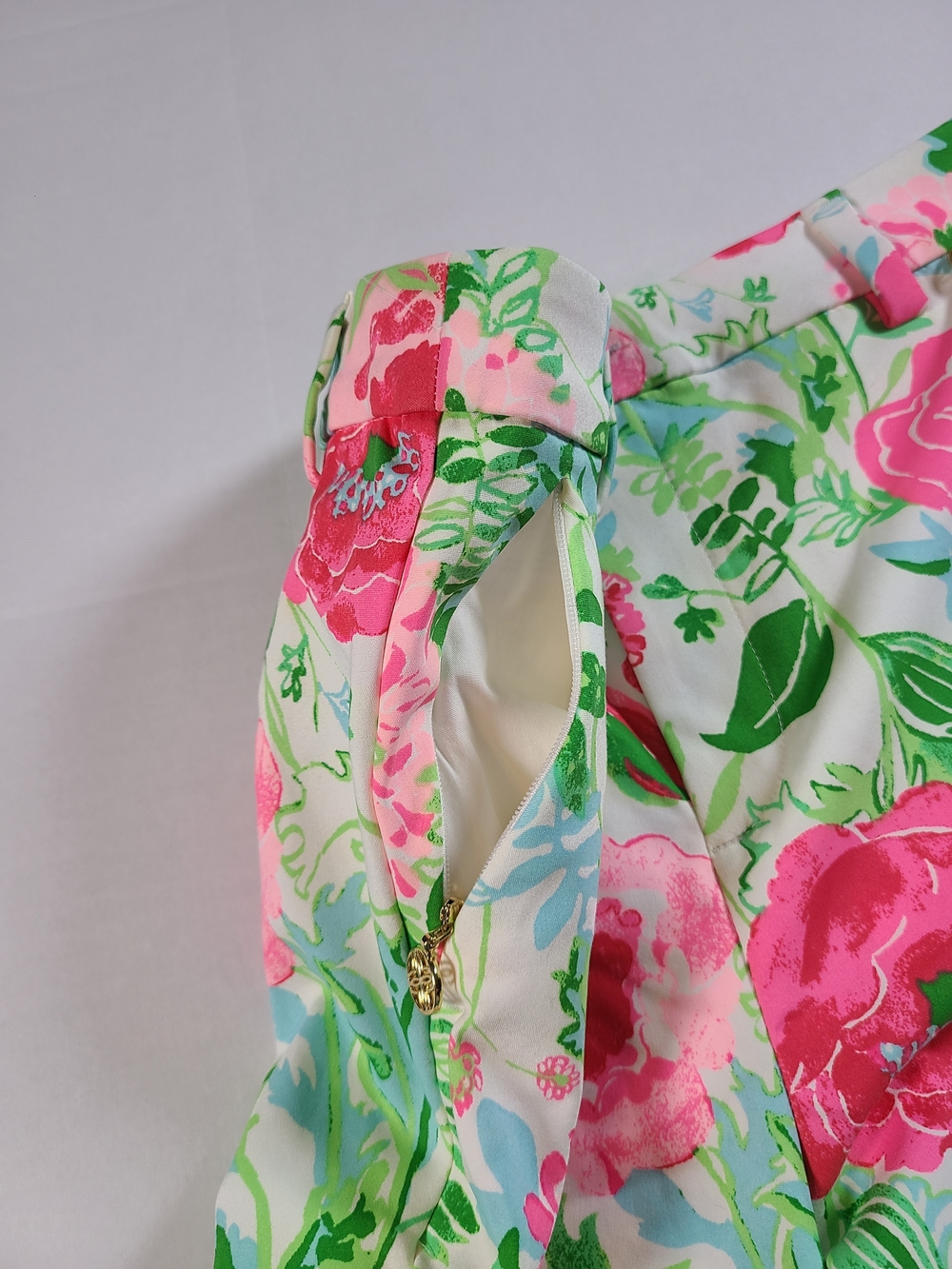 Lilly Pulitzer Womens 4 Ana High Rise Pant Multi Poppy Party Zip Pockets Charm - Picture 6 of 13